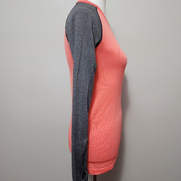 Lululemon Run Swiftly salmon charcoal contrast seamless long sleeve tee size 6 - Picture 4 of 7